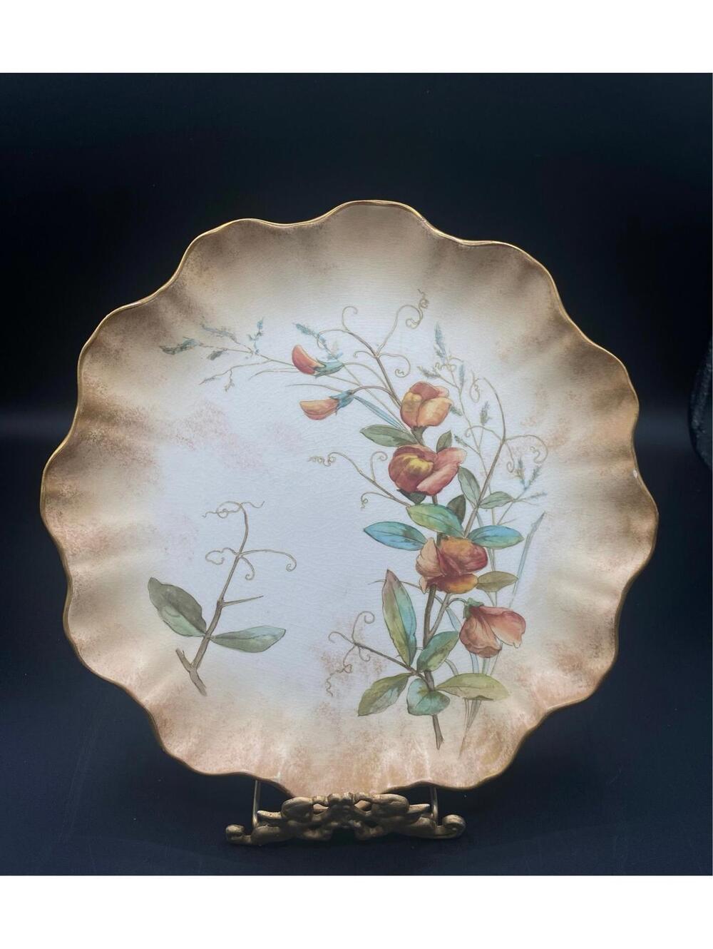 Antique Doulton Burslem Aesthetic Movement Floral Plate